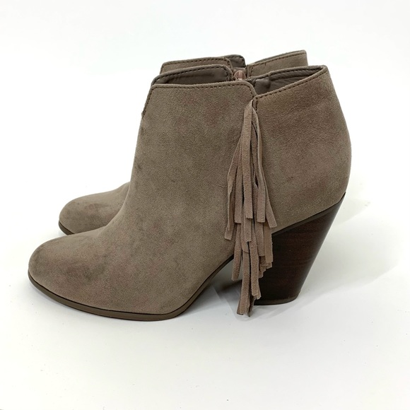 Carlos Santana Tempe Leather Western Stacked Heel Ankle Boots Fringe Detail - Picture 2 of 16